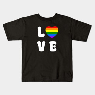 Love Rainbow Heart White Kids T-Shirt